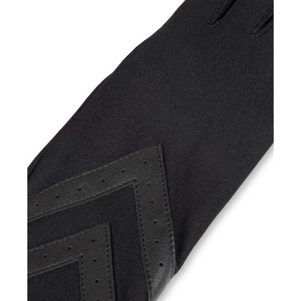 Women's Solid Black Spandex Gloves Warm Fleece Lined Chevron Touchscreen